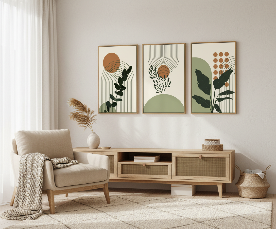 Botanical Geometry Wall Art Set Framed (3-Piece)