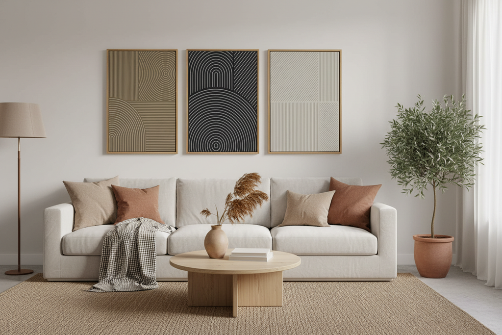 Modern Geometry Wall Art Set (3-Piece) Framed