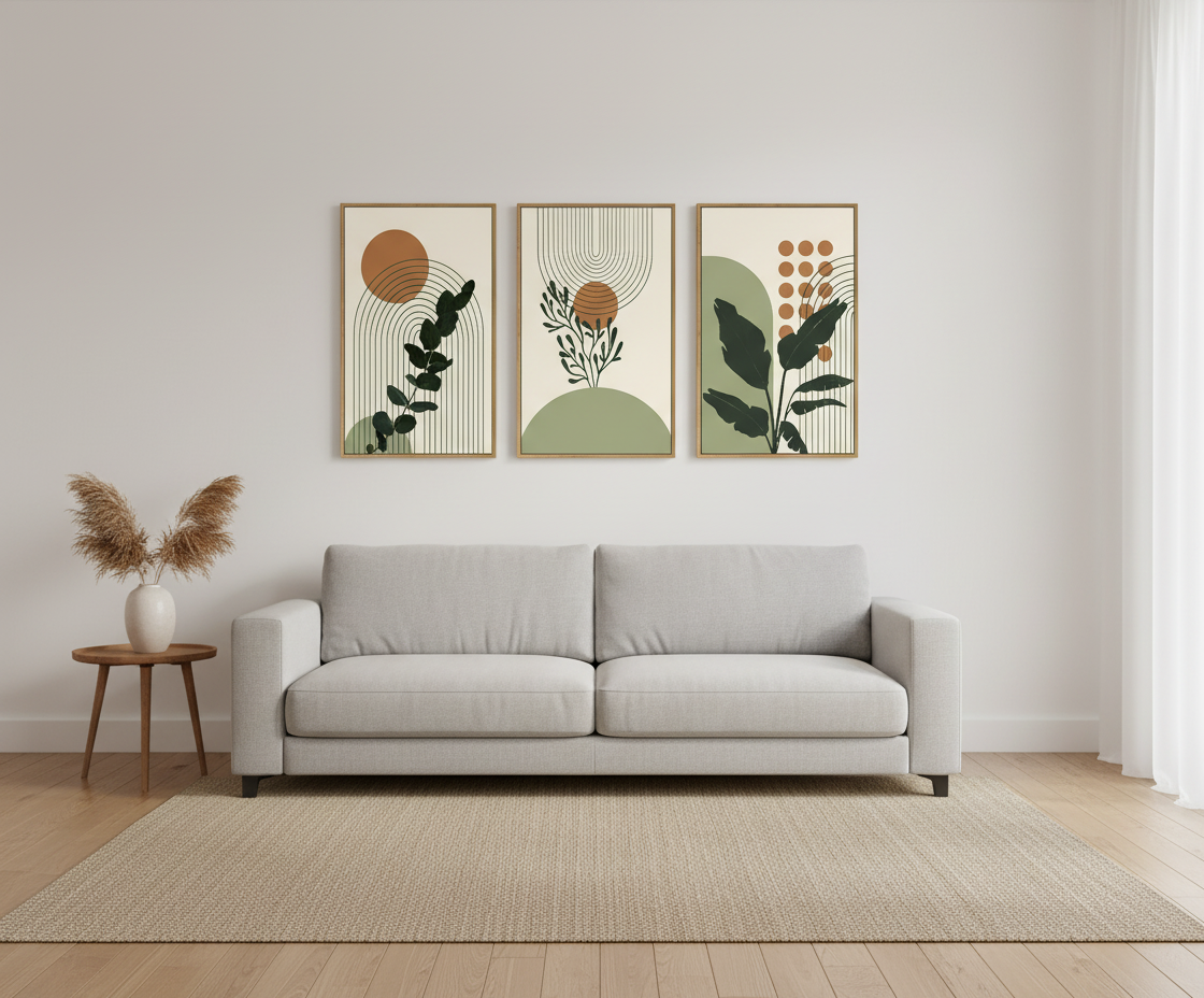Botanical Geometry Wall Art Set Framed (3-Piece)