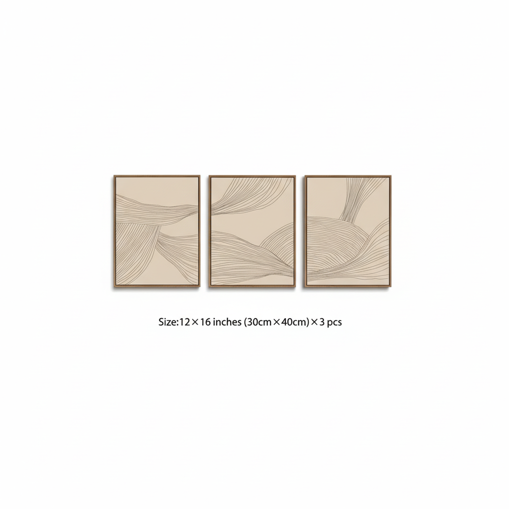 Minimal Line Landscape Wall Art Set Framed (3-Piece, 12×16")