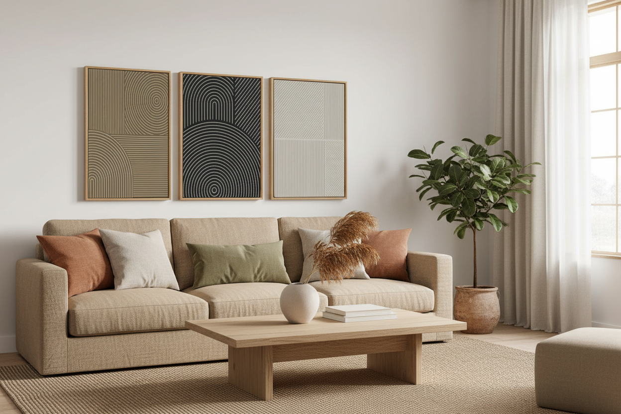 Modern Geometry Wall Art Set (3-Piece) Framed