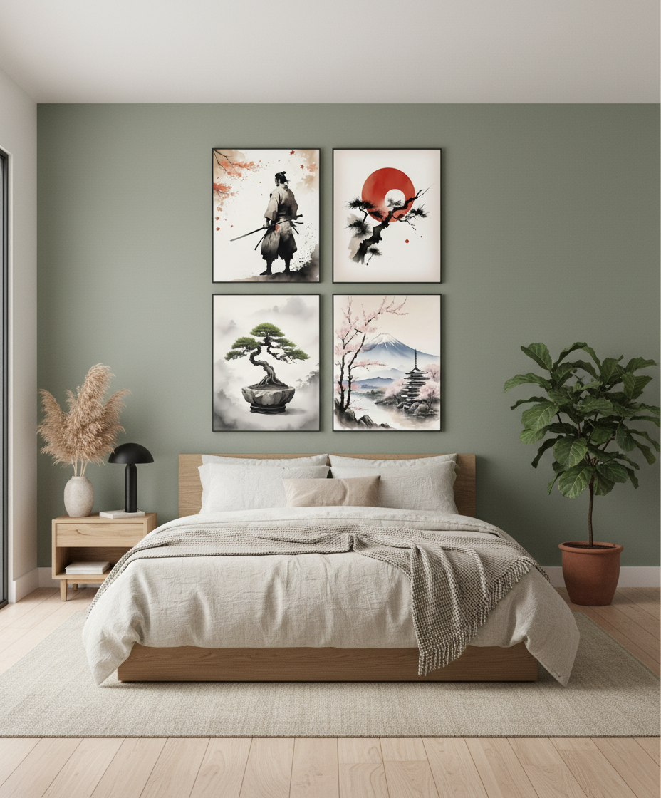 Quiet Journey — 4-Piece Japanese Ink Set (Black Frames)