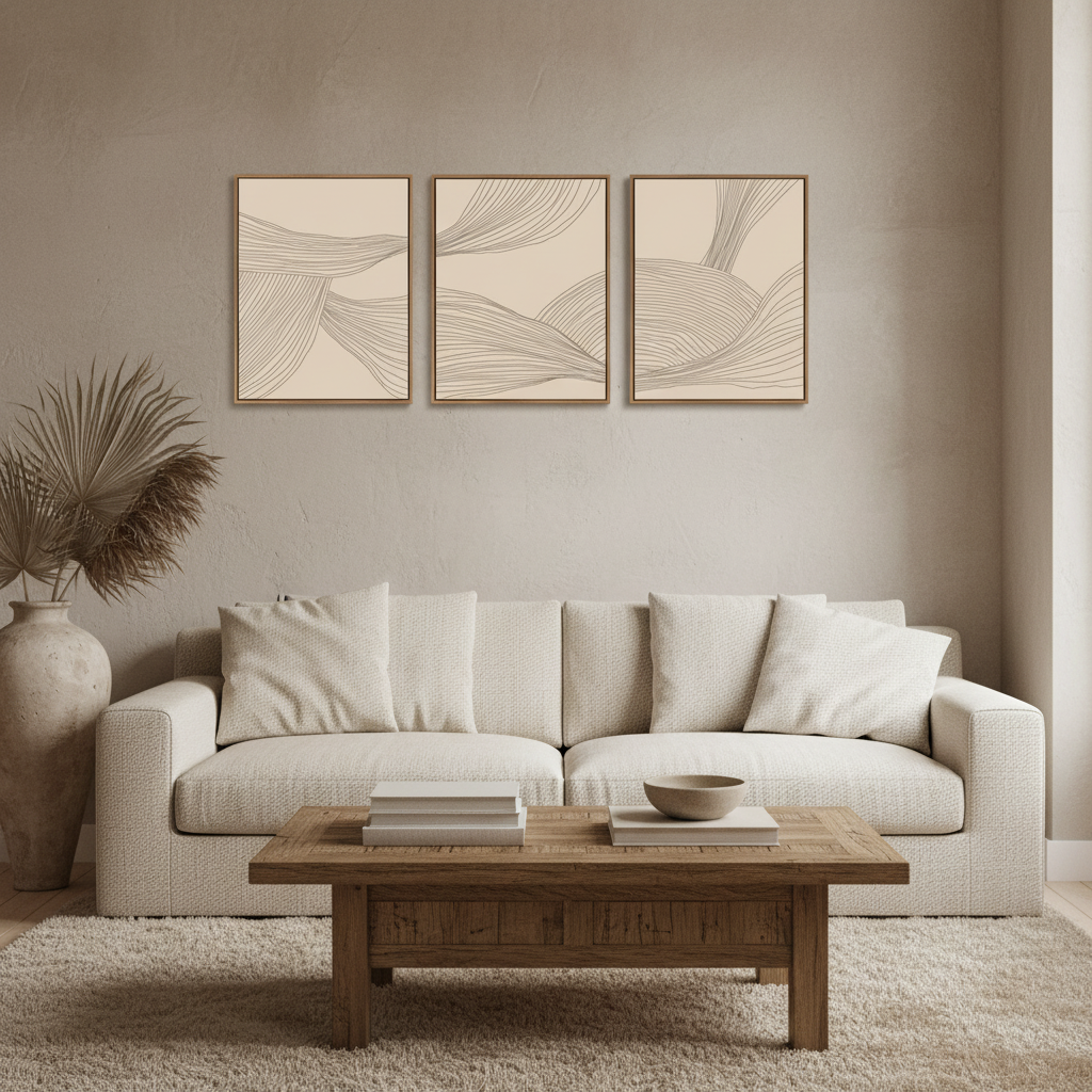 Minimal Line Landscape Wall Art Set Framed (3-Piece, 12×16")