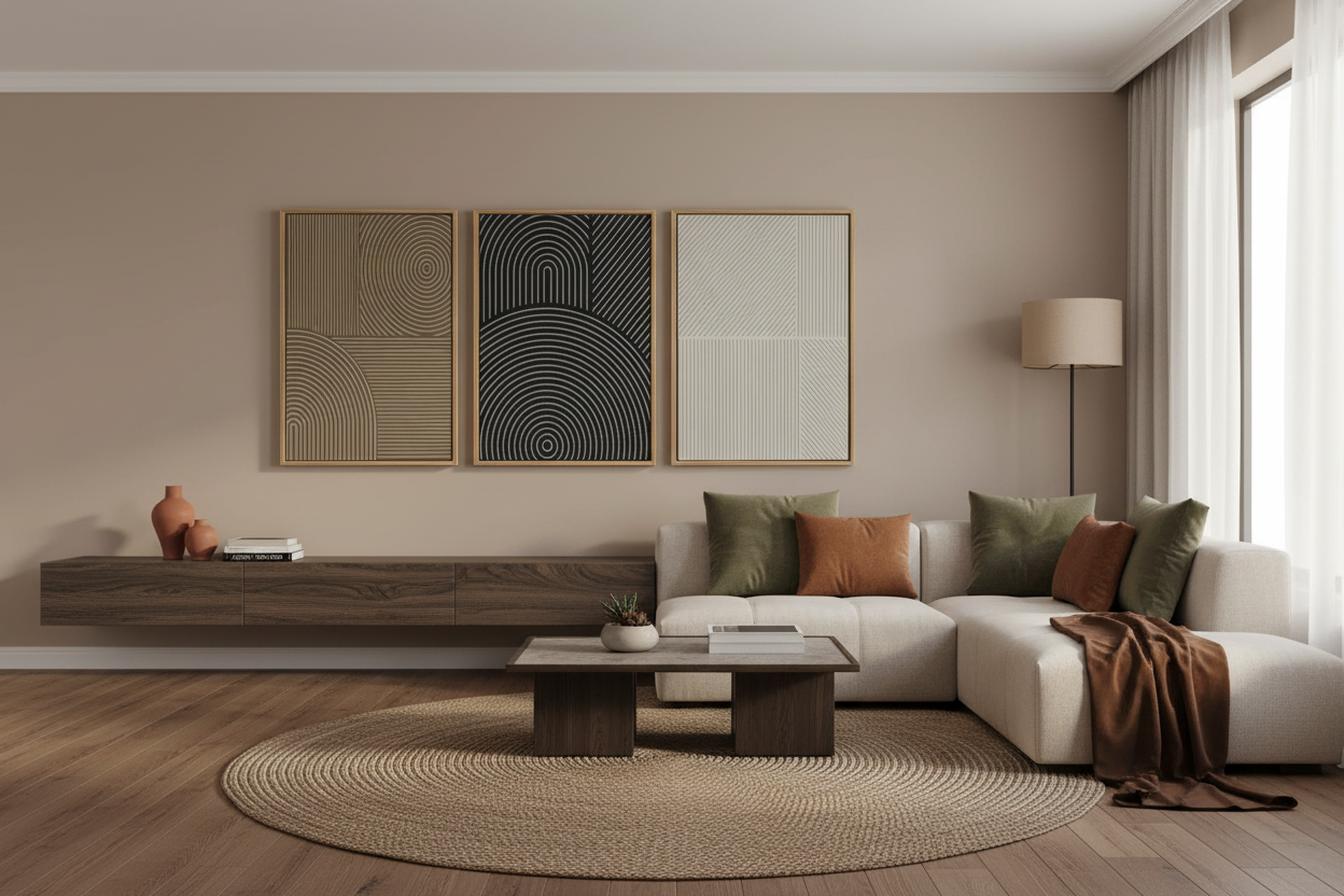 Modern Geometry Wall Art Set (3-Piece) Framed