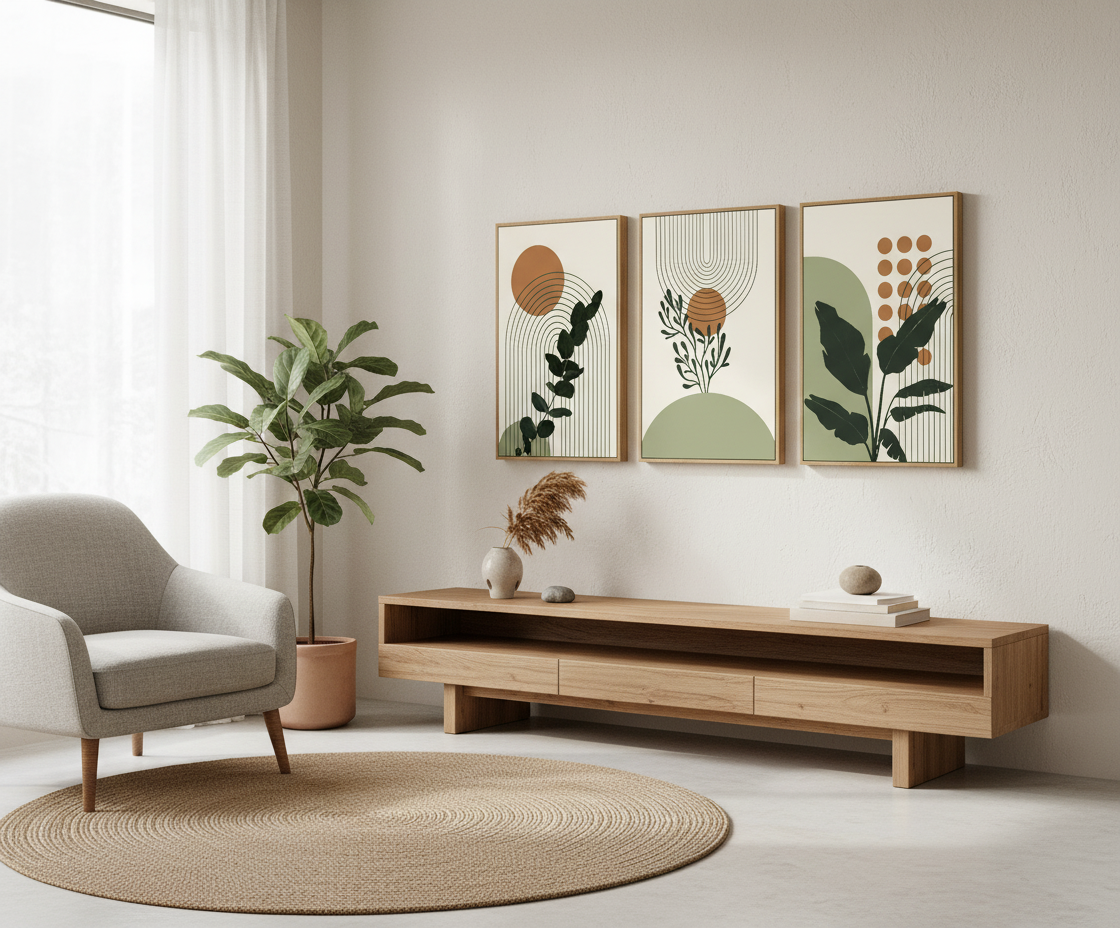 Botanical Geometry Wall Art Set Framed (3-Piece)