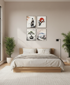 Quiet Journey — 4-Piece Japanese Ink Set (Black Frames)