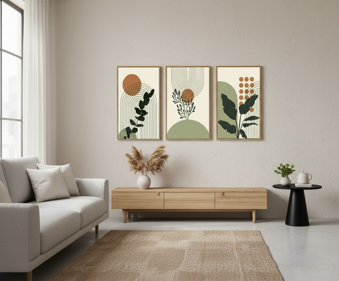 Botanical Geometry Wall Art Set Framed (3-Piece)
