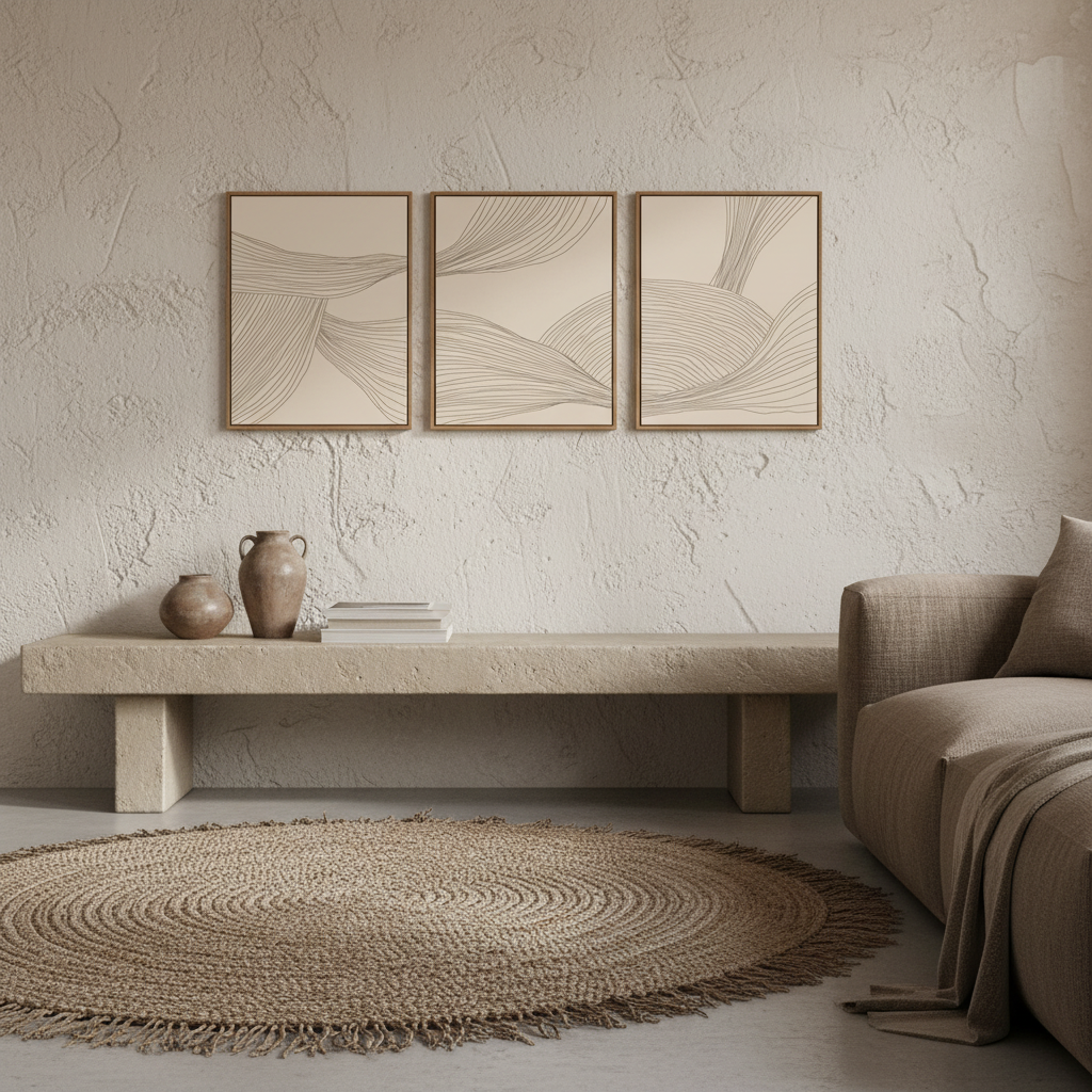 Minimal Line Landscape Wall Art Set Framed (3-Piece, 12×16")