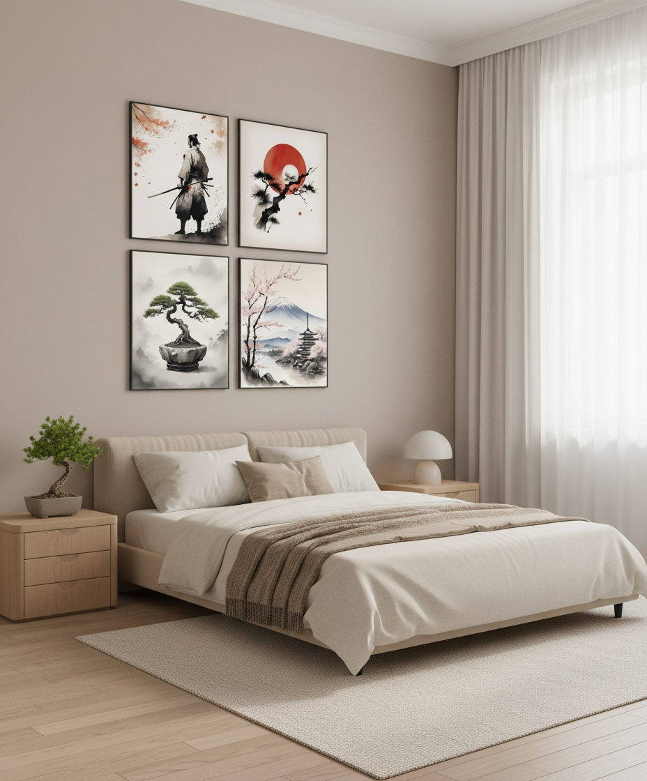 Quiet Journey — 4-Piece Japanese Ink Set (Black Frames)