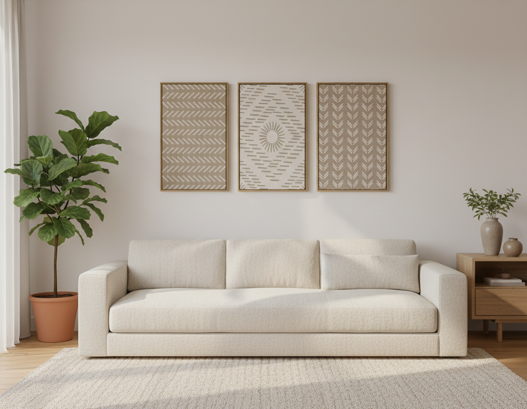Textured Neutral Pattern Wall Art Set Framed(3-Piece)