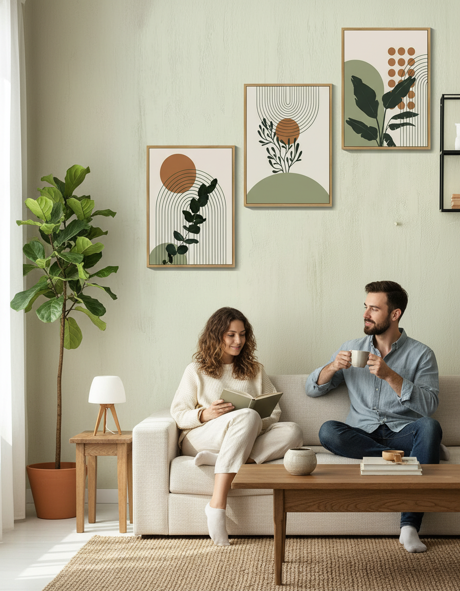 Botanical Geometry Wall Art Set Framed (3-Piece)