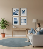 Soft Blue Horizon Set Black Framed Watercolor Wall Art (4-Piece)