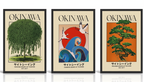 Okinawa Tourism |12"x16" 3-Piece Framed Vintage Japanese Travel Poster Art Set