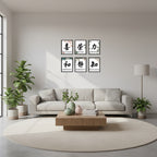 Happiness, Harmony & Beyond [8"x10"] (6-Piece Framed Chinese Calligraphy Word Art Set)