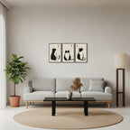 Ink Cats | (12"x16")3-Piece Framed Japanese Sumi-e Cat Art Set