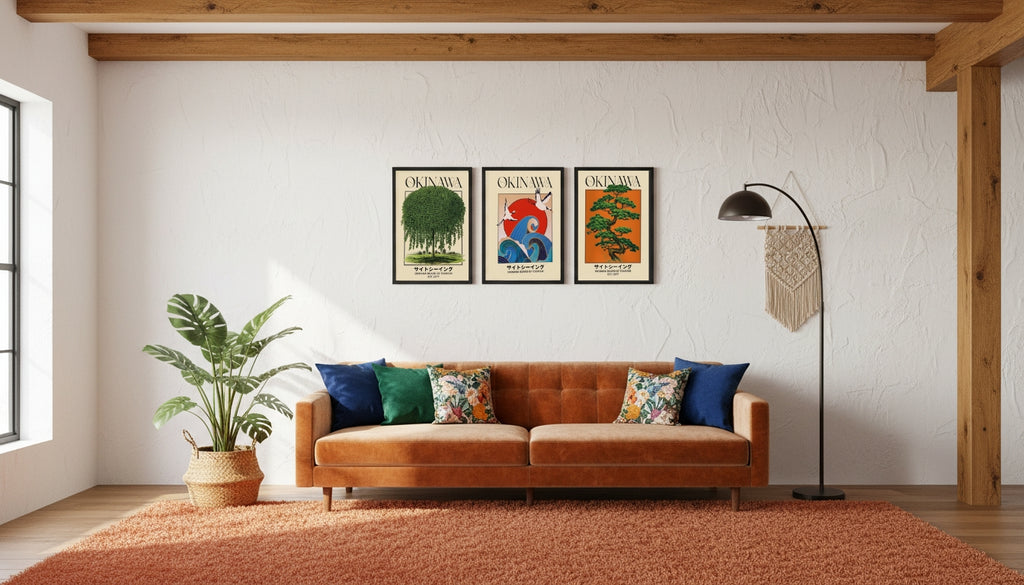 Okinawa Tourism |12"x16" 3-Piece Framed Vintage Japanese Travel Poster Art Set